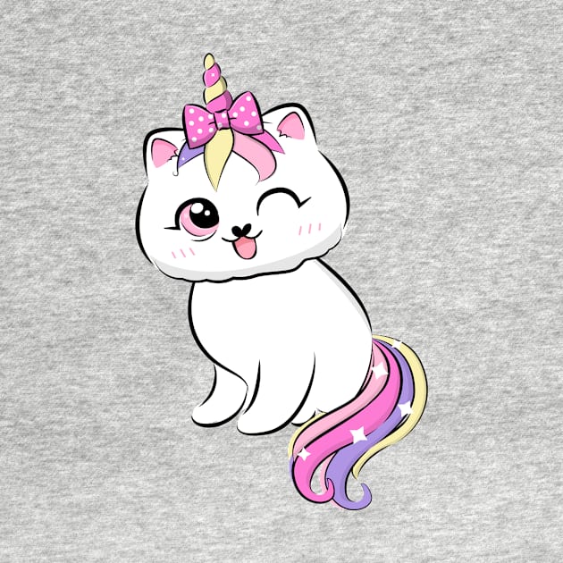 Cute loving Caticorn Blinking Unicorn girl by Novelty-art